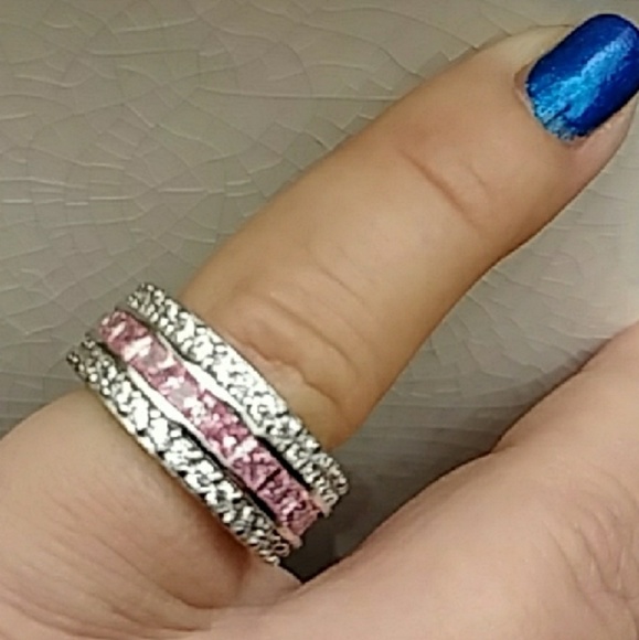 SIZE 5.5 sim. PINK white sapphire eternity band - Picture 3 of 8